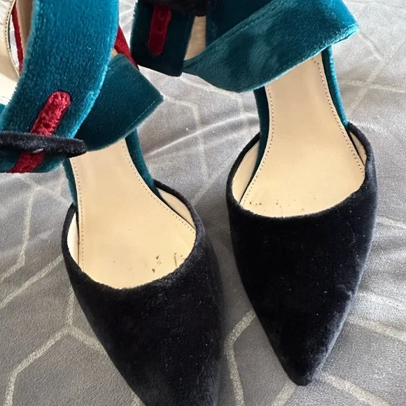 Velvet Colorblock pointed heels - Picture 4 of 11